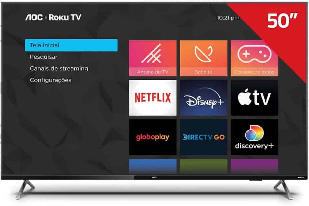 Smart TV 50" Aoc Roku 4K Série 6125-50U6125/78G